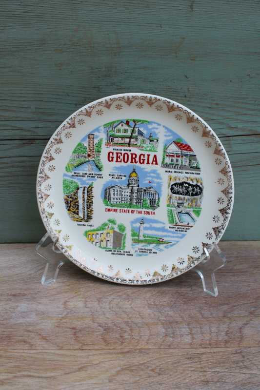 photo of vintage ceramic souvenir plate, scenes of Georgia Empire State of the South #1