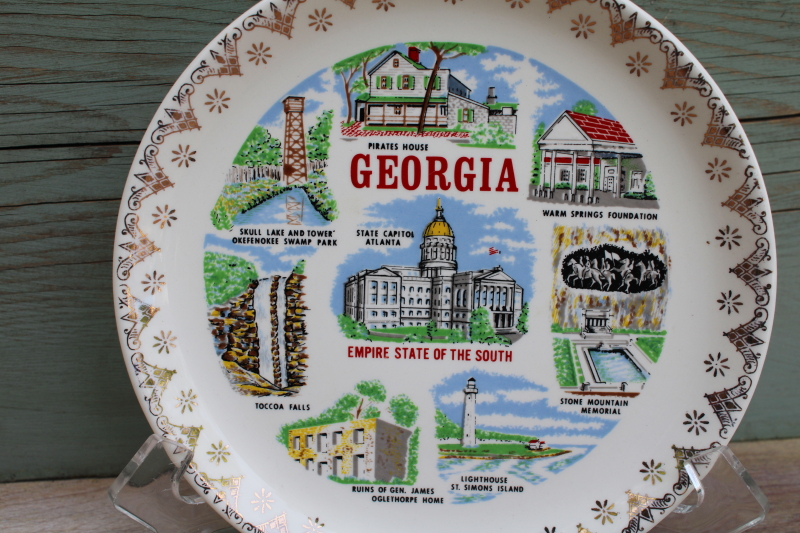 photo of vintage ceramic souvenir plate, scenes of Georgia Empire State of the South #2