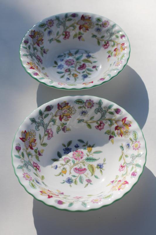 photo of vintage cereal bowls, hard to find! Minton Haddon Hall china green trim floral #1