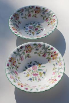 catalog photo of vintage cereal bowls, hard to find! Minton Haddon Hall china green trim floral