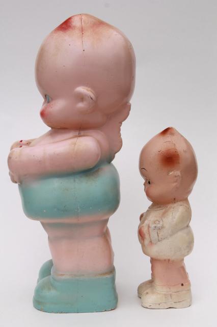 photo of vintage chalkware kewpie baby dolls, carnival prize toy kewpies large & small #3