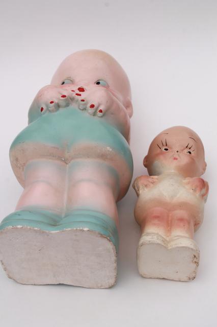 photo of vintage chalkware kewpie baby dolls, carnival prize toy kewpies large & small #8