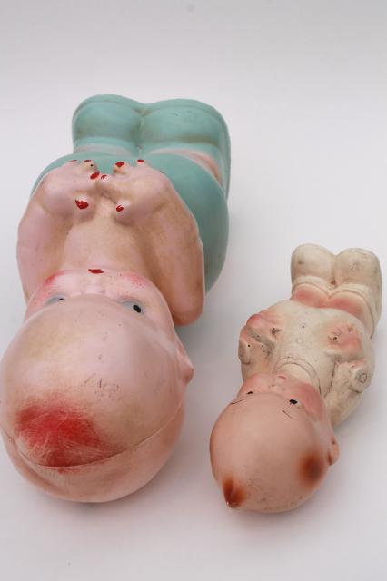 photo of vintage chalkware kewpie baby dolls, carnival prize toy kewpies large & small #9