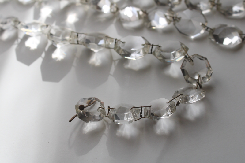 photo of vintage chandelier crystals, faceted gem shape beads swag strings, glass prisms garland  #3