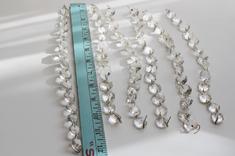 photo of vintage chandelier crystals, faceted gem shape beads swag strings, glass prisms garland  #4