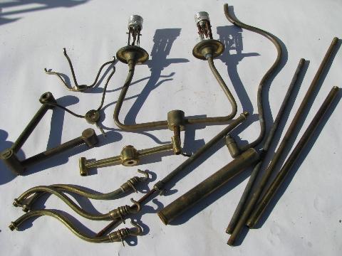 photo of vintage chandelier light restoration pieces lot, old lamp parts, some solid brass #7