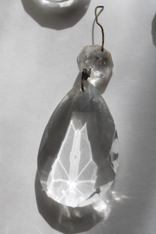 photo of vintage chandelier prisms, lot crystal glass teardrops w/ facet shape beads  #3