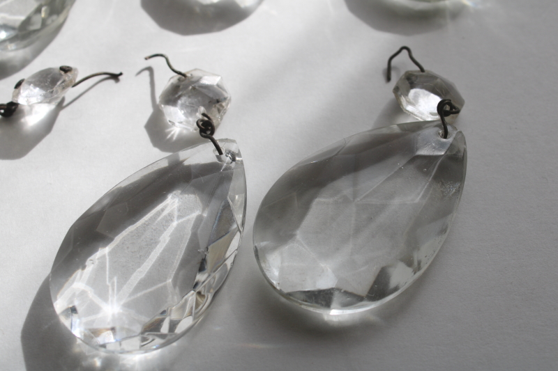 photo of vintage chandelier prisms, lot crystal glass teardrops w/ facet shape beads  #4