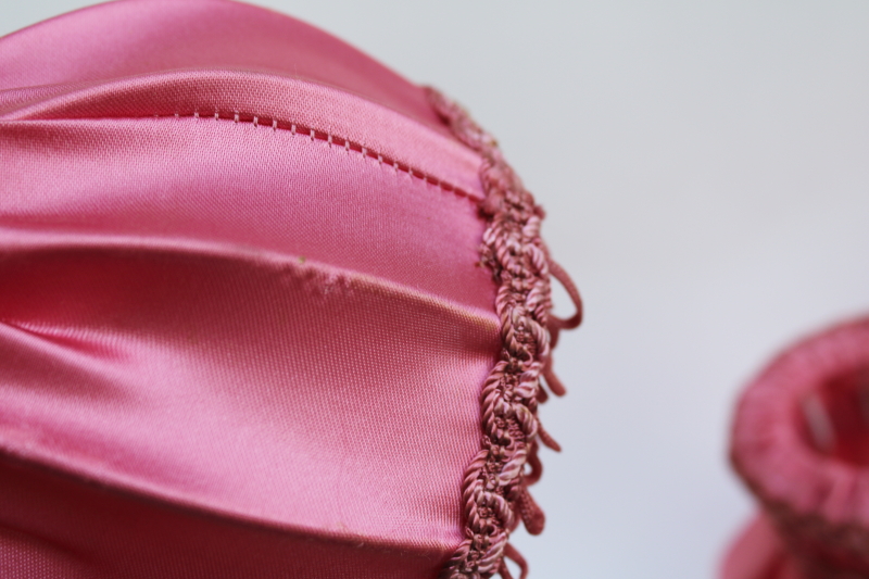 photo of vintage chandelier shades, curvy clip on bulb lampshades in rose pink satin french country shabby chic #13