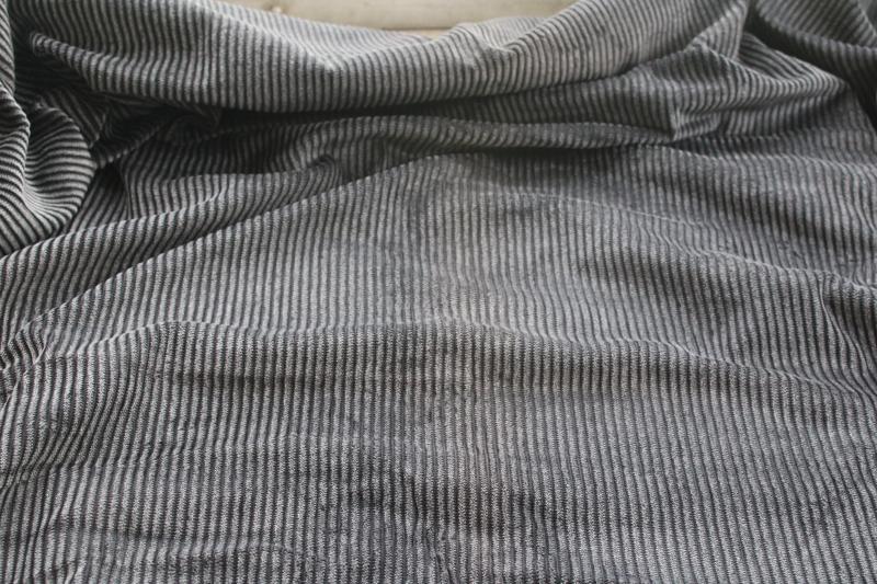 photo of vintage charcoal heather grey wide wale corduroy fabric, velvety soft, thick & plush #5