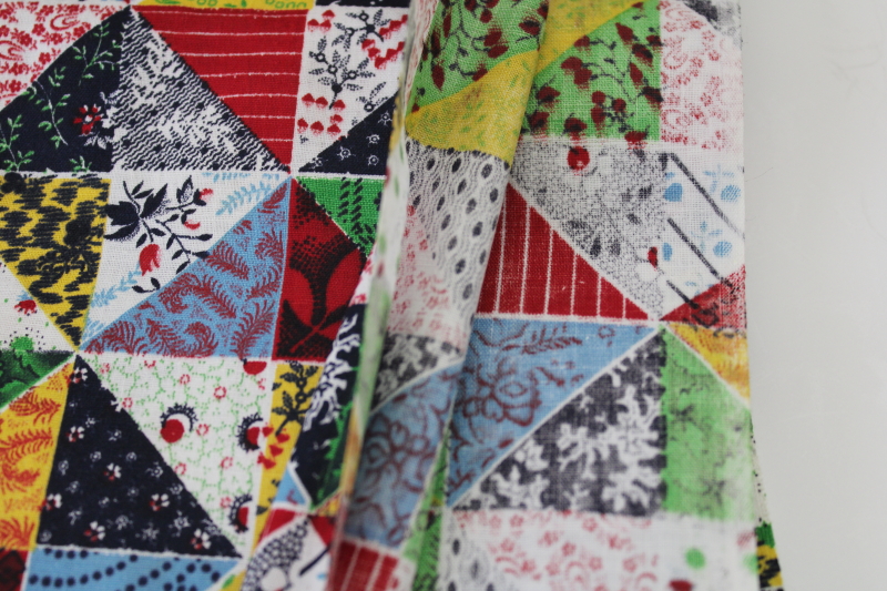photo of vintage cheater quilt calico tiny print patchwork quilting cotton, 36