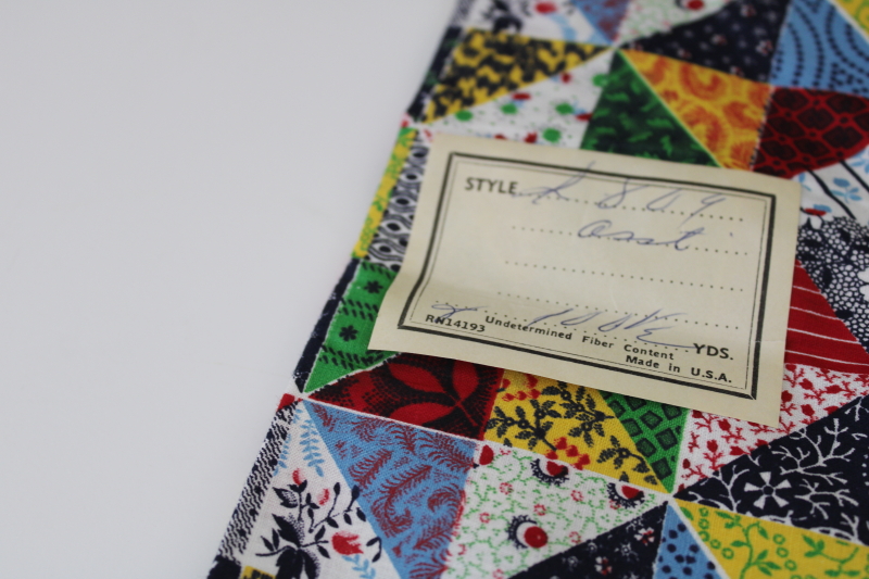 photo of vintage cheater quilt calico tiny print patchwork quilting cotton, 36