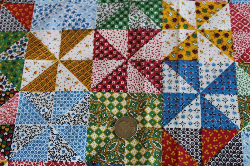 photo of vintage cheater quilt patchwork print cotton fabric, bright calico prairie granny chic #2