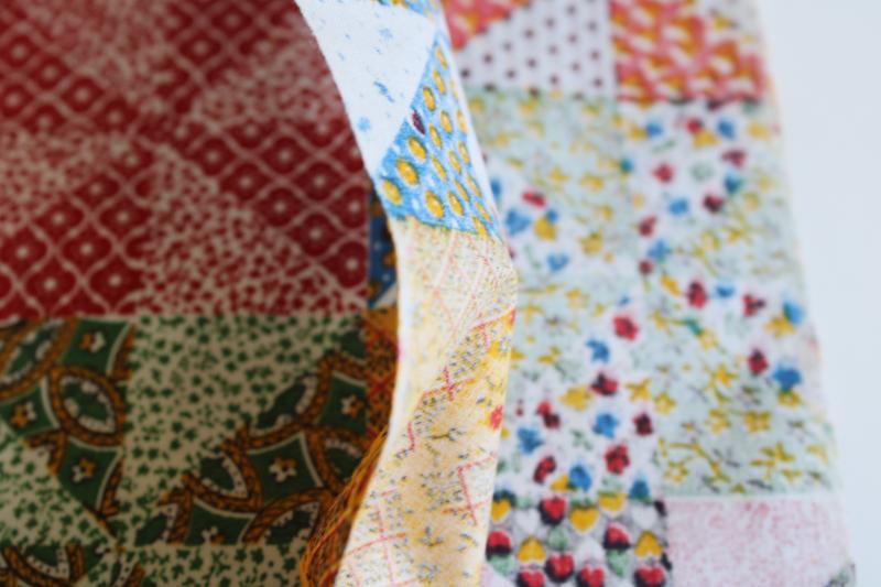 photo of vintage cheater quilt patchwork print cotton fabric, bright calico prairie granny chic #3