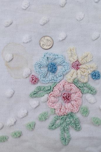 photo of vintage chenille bedspread, cotton chenille spread popcorn chenille flowers #5