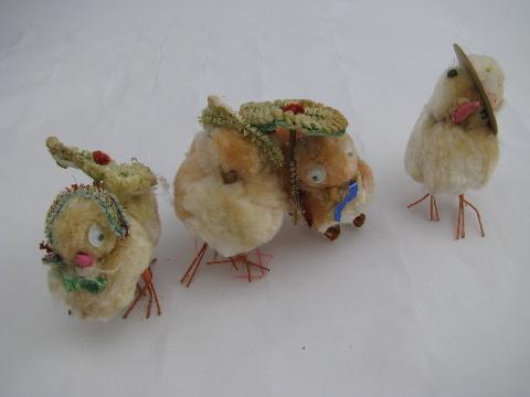 photo of vintage chenille chick Easter basket decorations, Japan #1