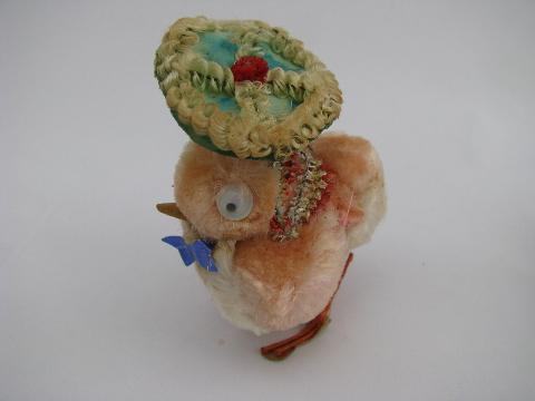 photo of vintage chenille chick Easter basket decorations, Japan #4