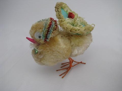 photo of vintage chenille chick Easter basket decorations, Japan #6