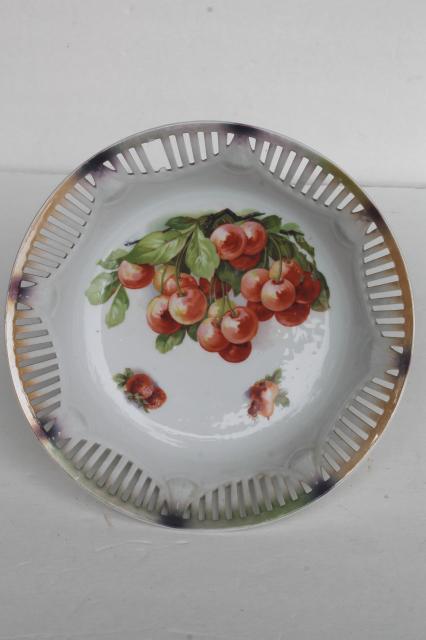 photo of vintage cherry bunch fruit bowls, antique Bavaria porcelain open border ribbon china  #8