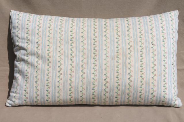 photo of vintage chicken feather pillow w/ old flowered cotton ticking fabric #2