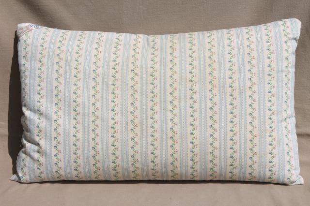 photo of vintage chicken feather pillow w/ old flowered cotton ticking fabric #4