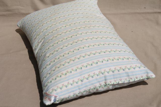 photo of vintage chicken feather pillow w/ old flowered cotton ticking fabric #5