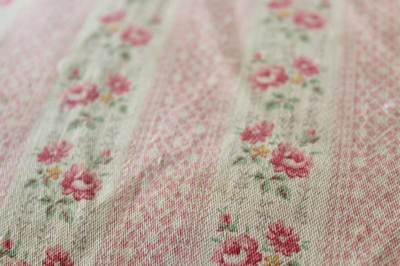 photo of vintage chicken feather pillow, pink & white print floral striped cotton ticking fabric #4