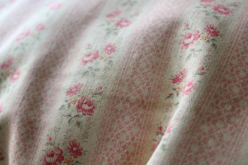 photo of vintage chicken feather pillow, pink & white print floral striped cotton ticking fabric #6