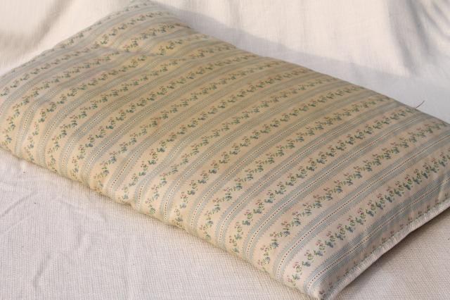 photo of vintage chicken feather pillows w/ pretty flowered cotton ticking fabric #2