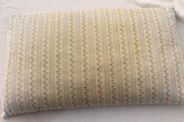 photo of vintage chicken feather pillows w/ pretty flowered cotton ticking fabric #3