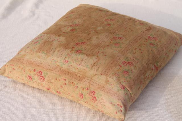 photo of vintage chicken feather pillows w/ pretty flowered cotton ticking fabric #5