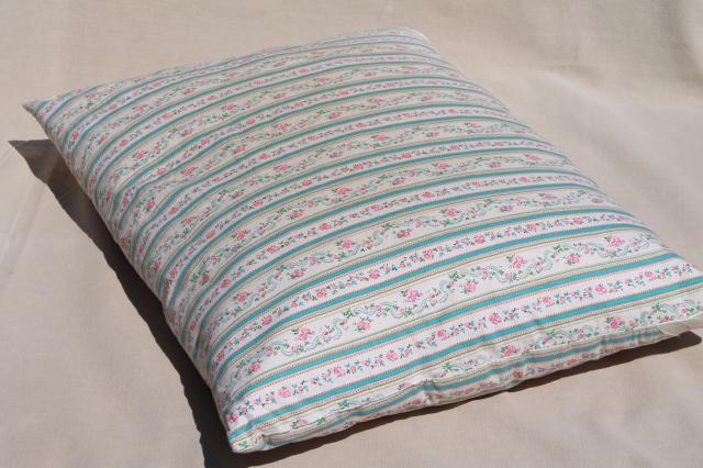 photo of vintage chicken feather pillows w/ pretty flowered cotton ticking fabric #3