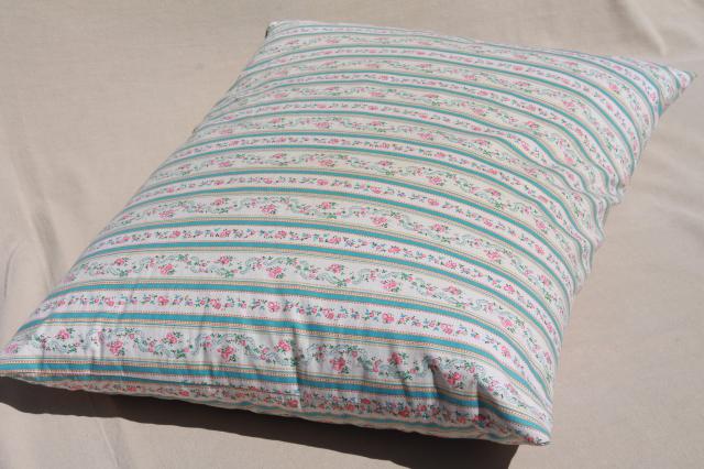 photo of vintage chicken feather pillows w/ pretty flowered cotton ticking fabric #7