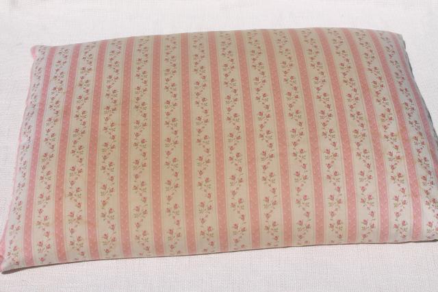 photo of vintage chicken feather pillows w/ pretty flowered cotton ticking fabric #4