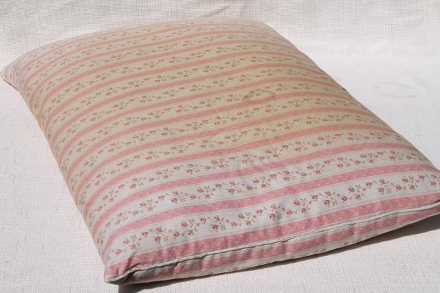 photo of vintage chicken feather pillows w/ pretty flowered cotton ticking fabric #5