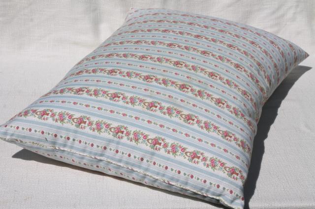 photo of vintage chicken feather pillows w/ pretty flowered cotton ticking fabric #8