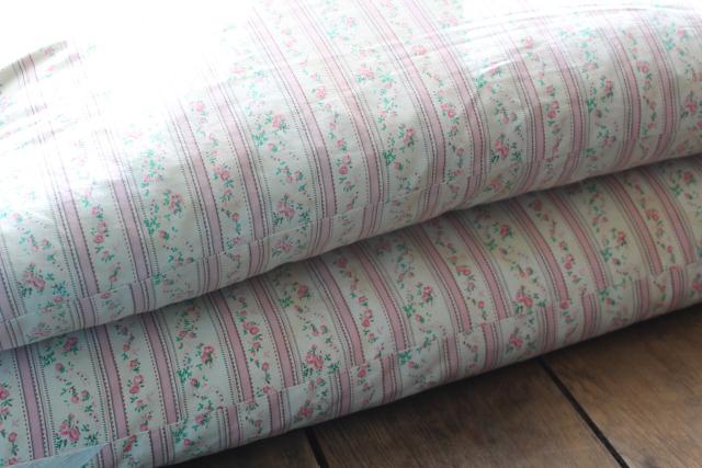 photo of vintage chicken feather pillows w/ pretty flowered cotton ticking fabric #9