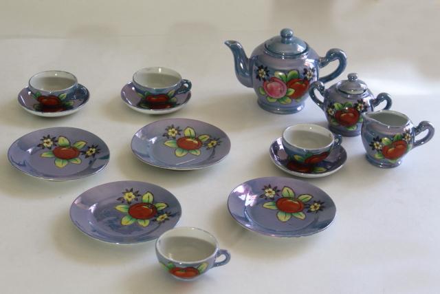 photo of vintage child's china tea set, hand painted Made in Japan porcelain doll dishes #1