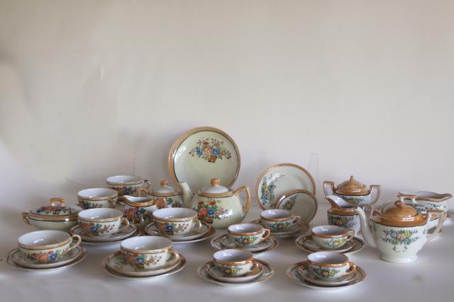 photo of vintage child's size china tea sets, mommy & me doll dishes hand painted made in Japan #1