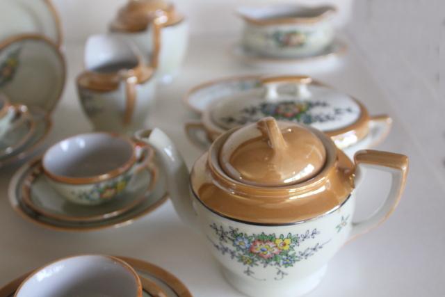 photo of vintage child's size china tea sets, mommy & me doll dishes hand painted made in Japan #2