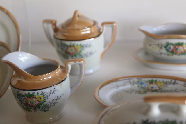 photo of vintage child's size china tea sets, mommy & me doll dishes hand painted made in Japan #3