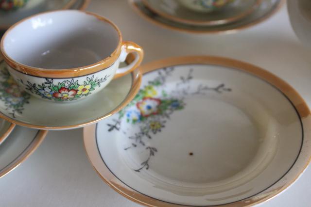 photo of vintage child's size china tea sets, mommy & me doll dishes hand painted made in Japan #5