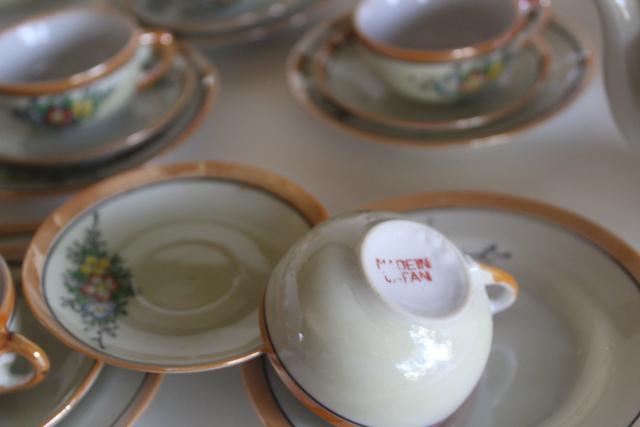 photo of vintage child's size china tea sets, mommy & me doll dishes hand painted made in Japan #6