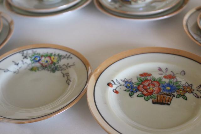 photo of vintage child's size china tea sets, mommy & me doll dishes hand painted made in Japan #9