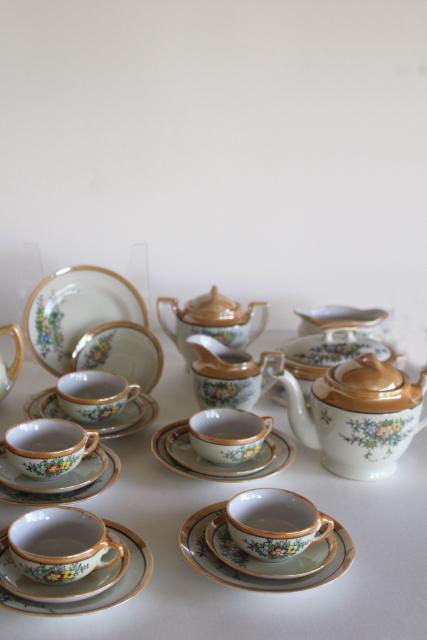 photo of vintage child's size china tea sets, mommy & me doll dishes hand painted made in Japan #14