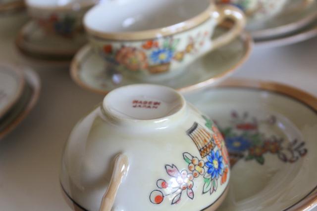 photo of vintage child's size china tea sets, mommy & me doll dishes hand painted made in Japan #16