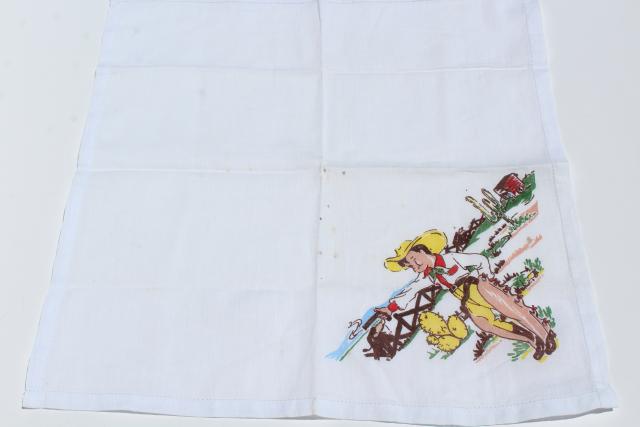 photo of vintage childrens hankies, western cowboy rodeo print cotton bandana handkerchiefs #5