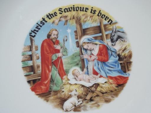 photo of vintage china Christmas nativity plate Christ the Saviour is Born #2
