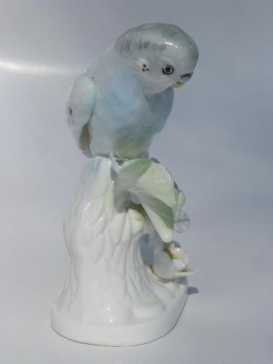 photo of vintage china bird, blue budgie parakeet figurine, bone china? Japan? #2