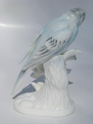 photo of vintage china bird, blue budgie parakeet figurine, bone china? Japan? #3